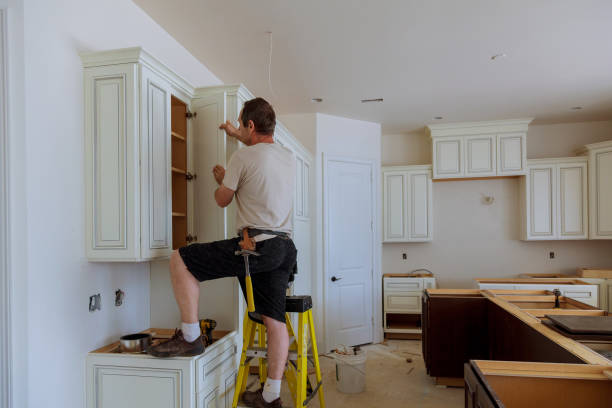 Kitchen island installation in Glenview by JMT Kitchen Cabinet